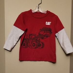 CAT red/grey long sleeve tee shirt